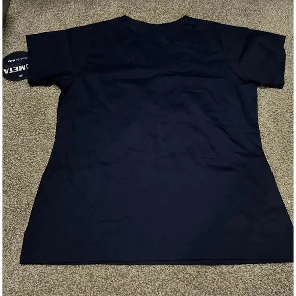 Meta Scrubs Navy Blue Women's Nursing Scrub Top Size M pockets - Picture 2 of 3
